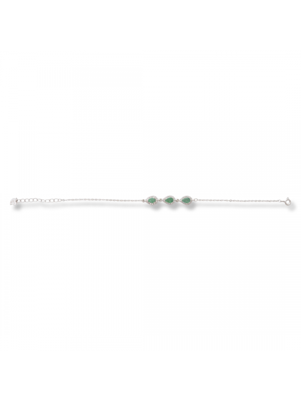 Сребърна гривна - Капка Естествен Изумруд 1,35 ct.